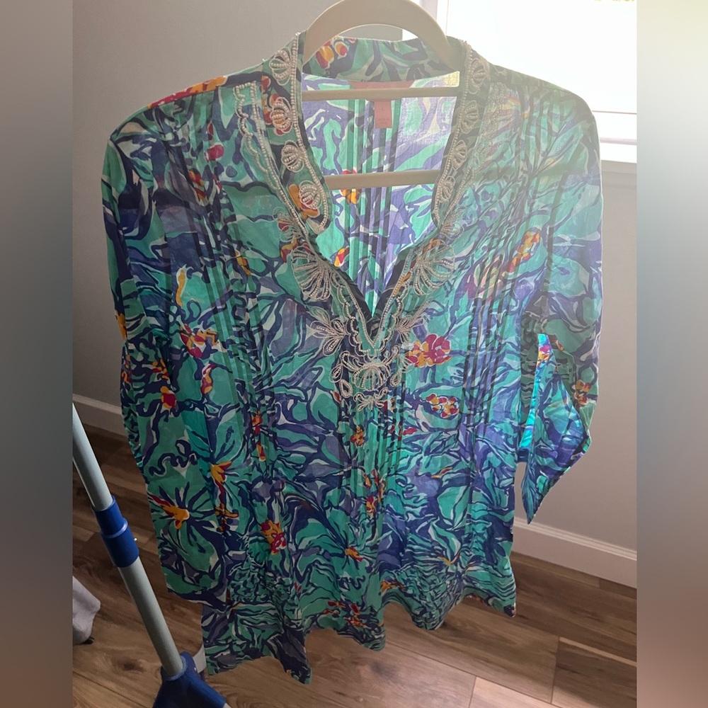 Lilly Pulitzer Floral Sheer Blouse